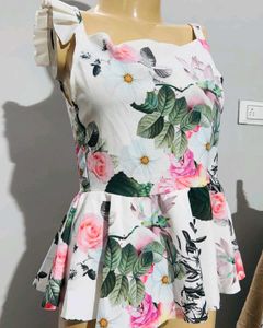 Floral Print Peplum Tank Top