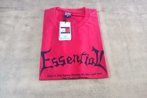 Red Graphic Print T-Shirt Down Shoulder