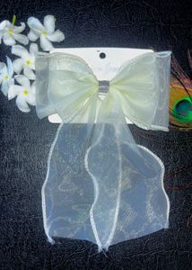 Elegant white orgaza hair bow clip accessories