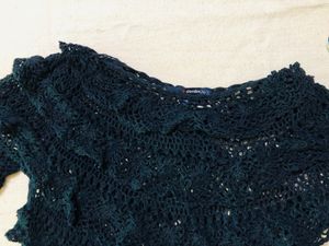 Black Wool Mesh Top