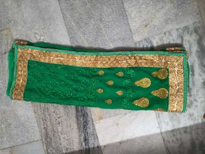 Emerald Green &amp; Gold Embellished Saree