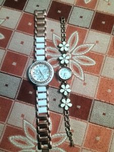 Analog White Dial Ladies Combo