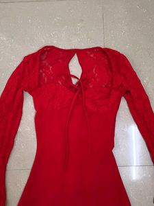 Red Long Sleeve Mini Dress