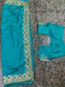Elegant Teal Saree with Blouse