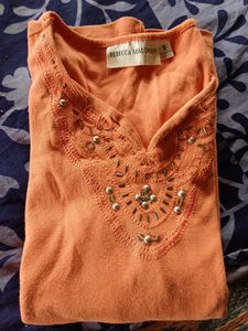 Coral Embellished Top