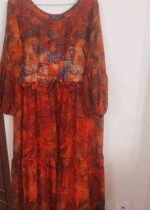 A Rust Colour Indo Western Gown, Comfortable ,