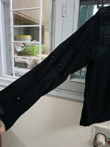 Embroidered Black Top