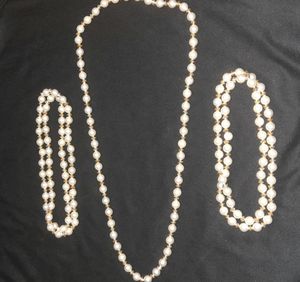 white &amp; golden pearl chain 3 Piece. in 80.