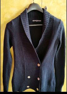 Navy Blue Woolen Over Coat For Styling