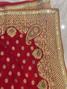Red Embellished Saree