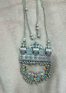 Boho Silver Peacock Necklace