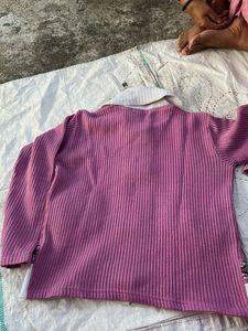 Pink Knit Cardigan Sweater