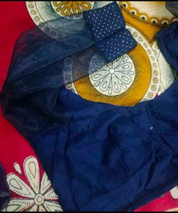 Elegant Blue  Complete Saree With Blouse