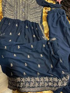 Navy Blue Embroidered Mayra Cut Beautiful Dress