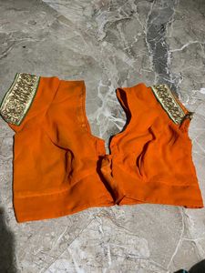 Orange Embroidered Saree