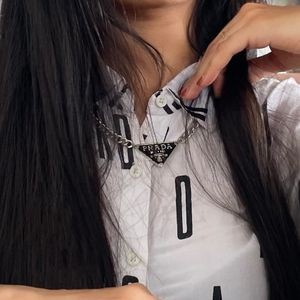 PRADA Inspired Black Silver Chain Necklace