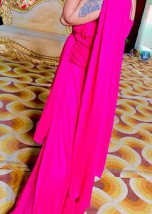 Rani Pink , Western  Ready to wear saree