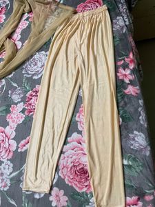 Party Wear  Golden Gown With Bottom N Dupatta Dupa