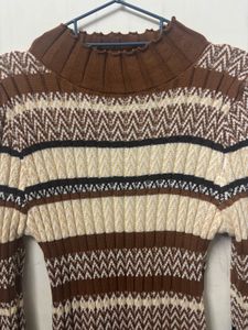 Brown Colour Block Dress
