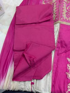 Pink And Cream Color Suit Set- unstitched