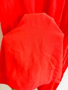 Red Shoulder Strap Gathered Fit &amp; Flare Dress