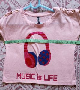 Women Crop Top &amp; Over Sized T-shirt