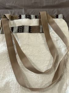 White Cotton Tote Bag With Design
