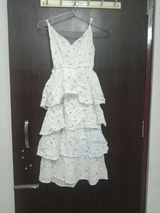 White Floral Tiered Dress