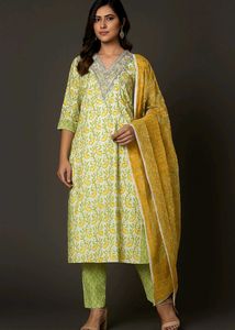 Lime &amp; Yellow Paisley Salwar Kameez Suit