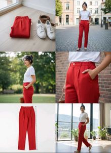 Red Straight Leg Trousers