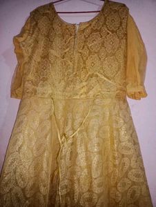 Elegant Gold Anarkali Gown