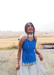 Backless Embodari Blue Kurti