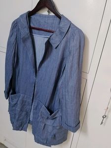Blue Ruffle Detail Jacket
