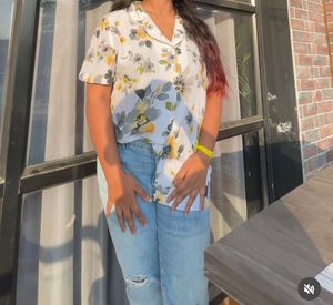 Floral Print Tie-Front Blouse