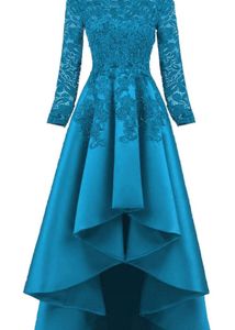 Teal High Low Embellished Gown