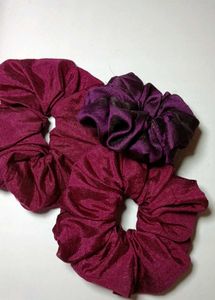 Burgundy & Purple Silk Scrunchie Set