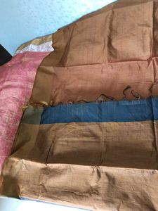 Handwoven Silk Plaid Fabric Saree -Black&amp;Mustard