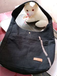 Black Canvas Hobo Bag