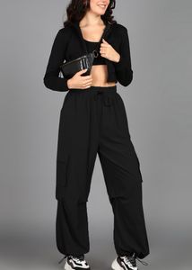 Black Baggy Fit Parachute Pants