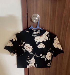 Floral Crop Top And Skirt Combo