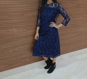 Women A-line Blue Dress