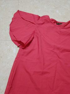 Coral Top with Flutter Sleeves
