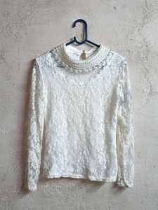 Stylish White Lace Top Layered