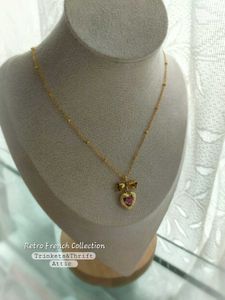 Floral Heart Locket Pendant Long Chain Necklace