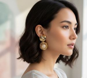 Elegant Gold Caged Pearl Drop Earrings