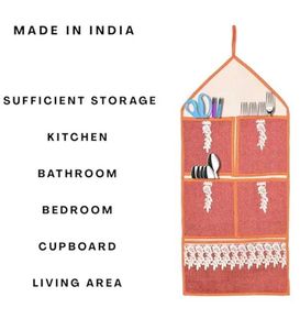 Orange Wall Hanging Organizer Bag 5 Pcs