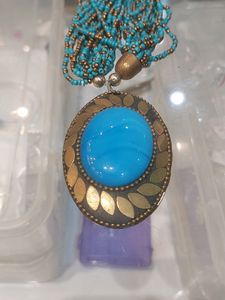 Blue Beads Long Necklace