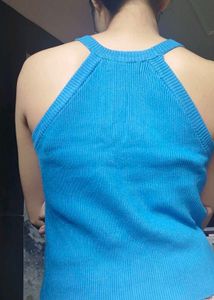 Blue Ribbed Tank Top