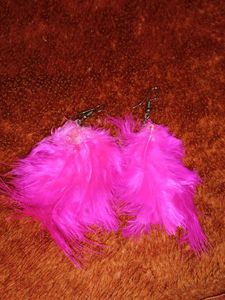 Pink Feather Earrings