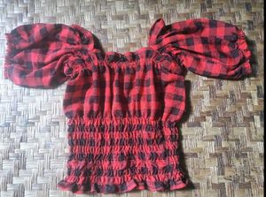 Red Plaid Flannel Crop Top